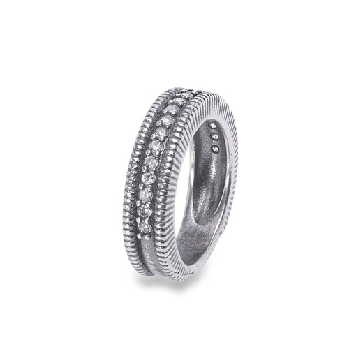 925 Zilveren ring met witte zirkonia's