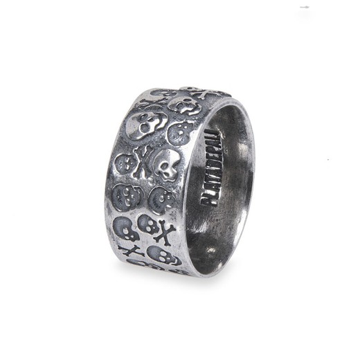 925 zilveren ring met schedelgravures
