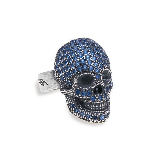 PLATADEPALO Blue Skull Ring
