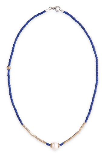 Blue ball necklace with pearl