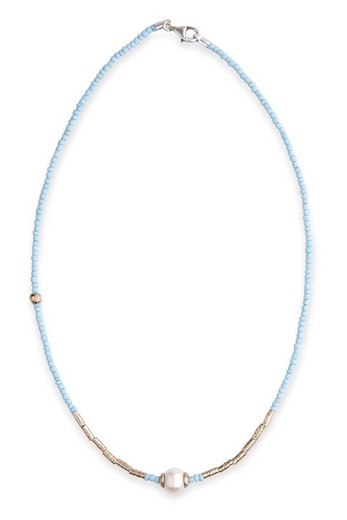 Blue ball necklace with pearl
