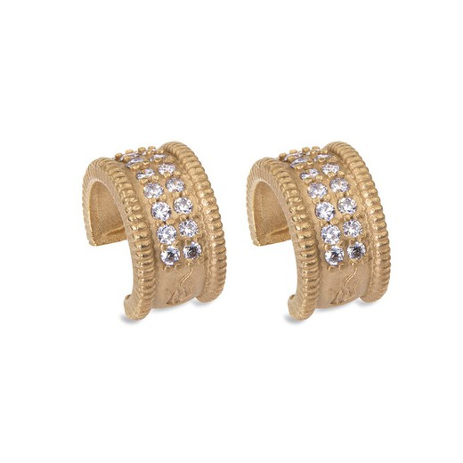 Gold-plated bronze Creole earrings with white zircons