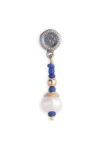 Blaue Kugelohrringe mit Perle