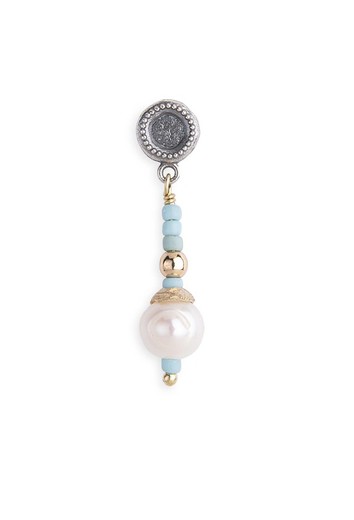 Blue ball earrings with pearl