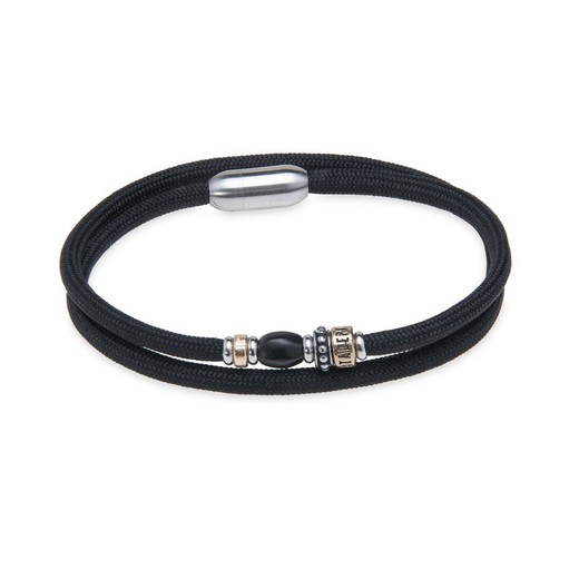 Bracelet double en nylon noir